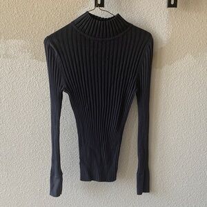 LOFT Charcoal Ribbed Knit Top